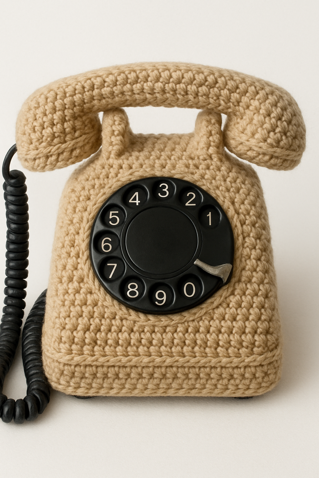 Crotchet telephone model on a white background