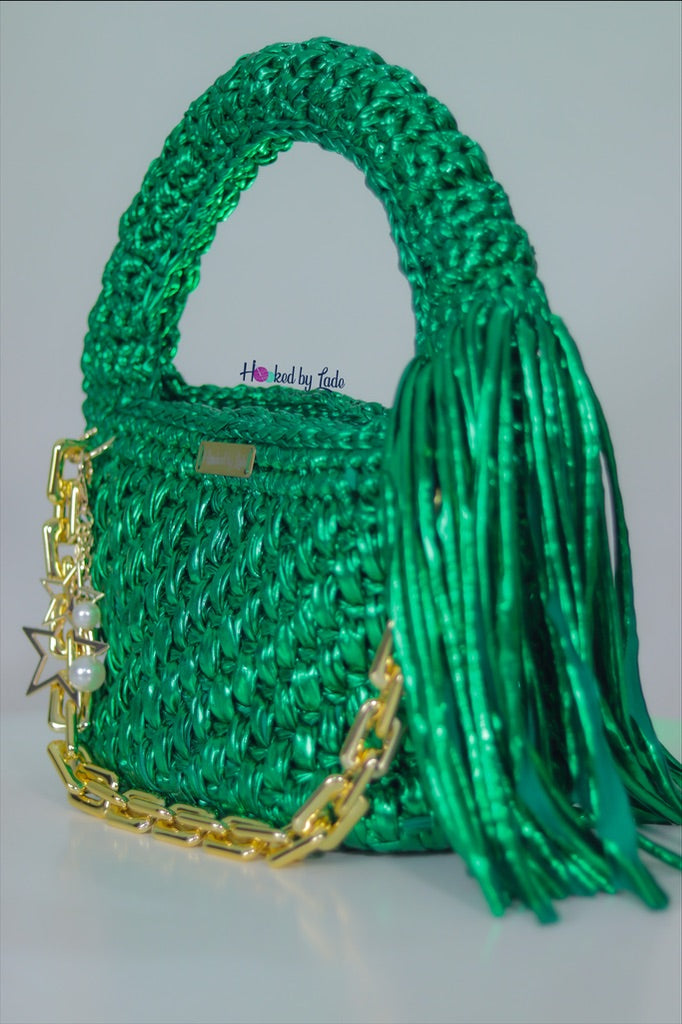 ‘Lade’ tote crochet bag in Emerald Green (MIDI)