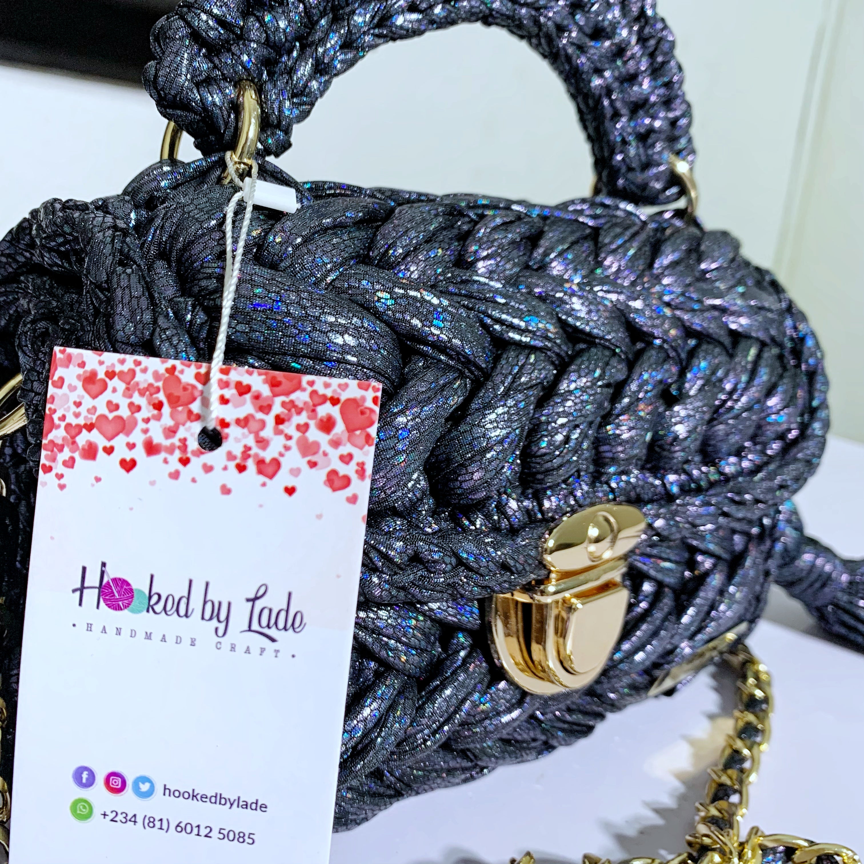 Snake Print Crochet Bag | Blue Crochet Bag | Hooked by Lade