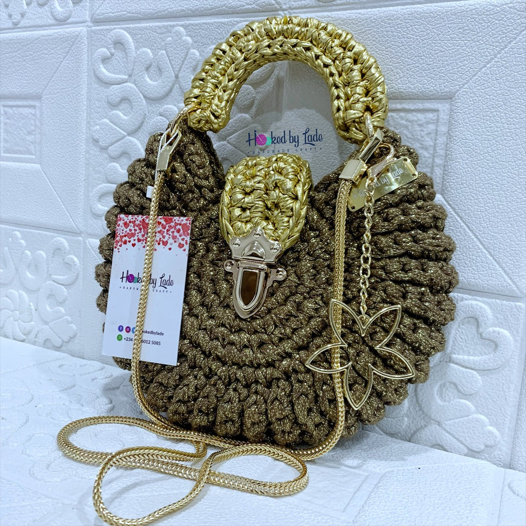 Metallic Gold Crochet Bag | Glitter Crochet Bag | Hooked by Lade