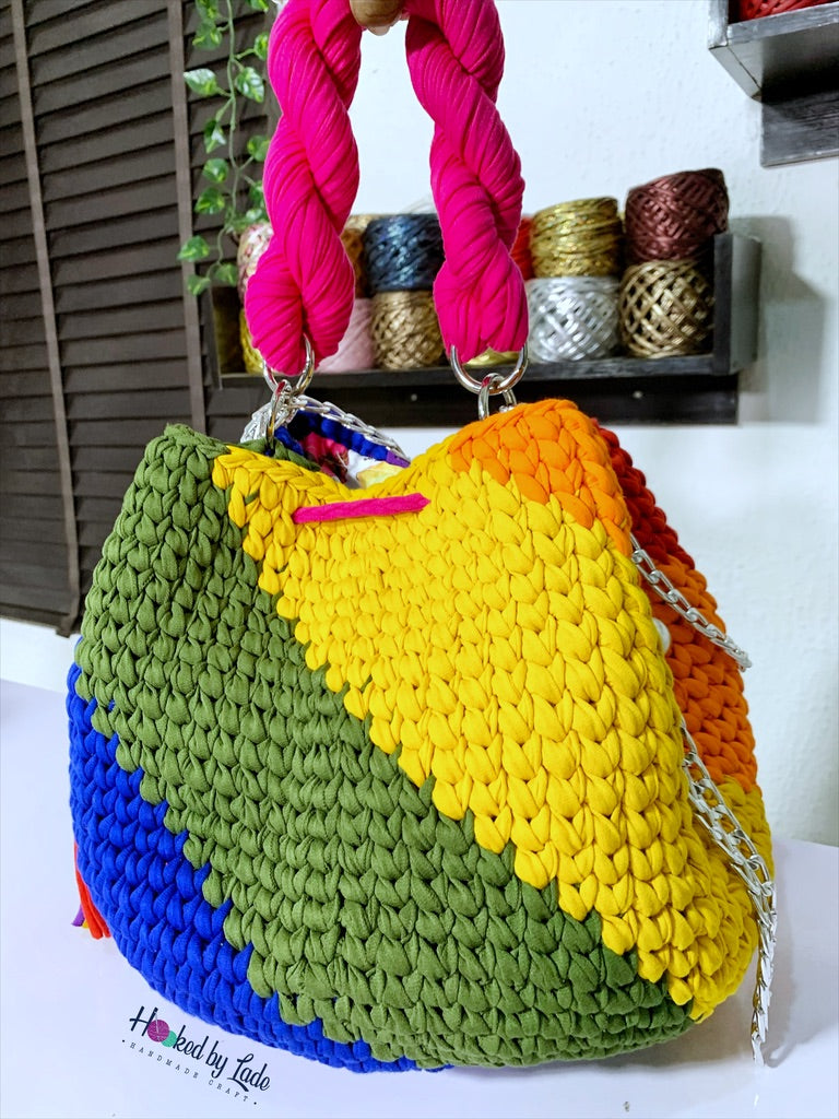 Crochet Bucket Bag | Multicolor Bucket Bag | Hooked by Lade