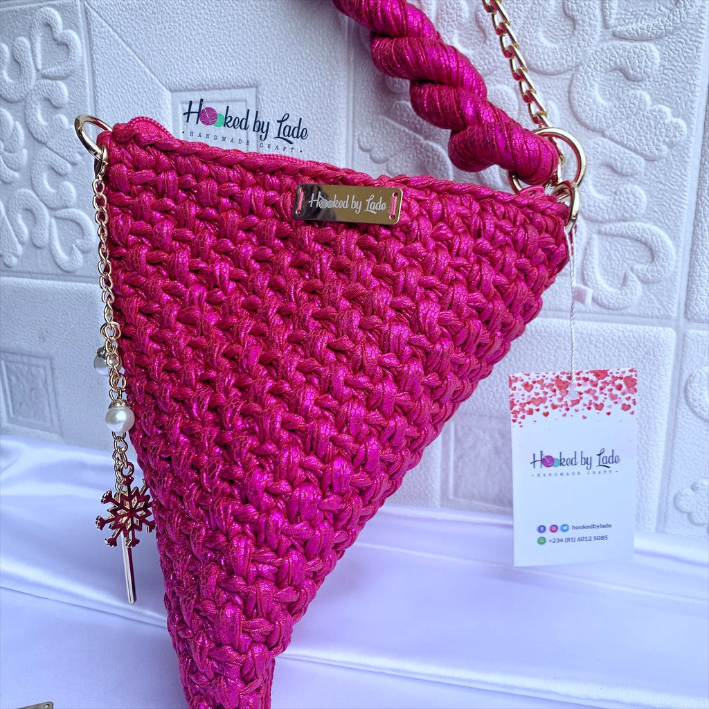 Pyramid Crochet Bag | Pink Crochet Bag | Hooked by Lade