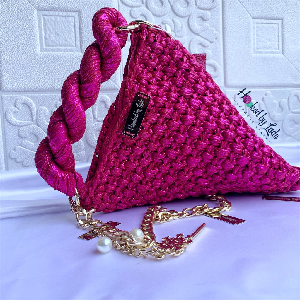 Pyramid Crochet Bag | Pink Crochet Bag | Hooked by Lade
