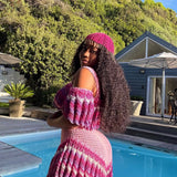 Bubblegum pink ‘Damilola’ set + VJ beaded cap