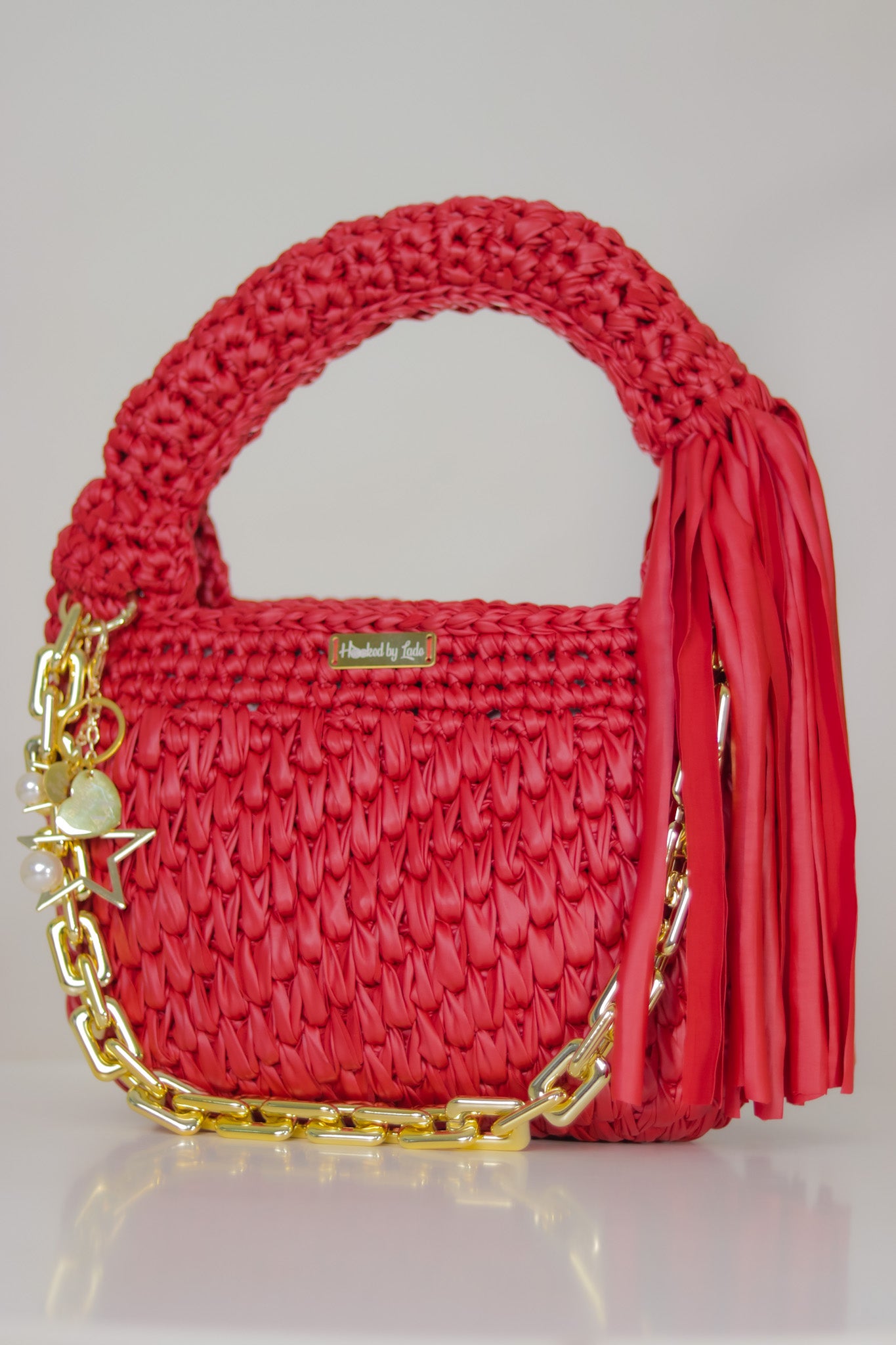 ‘Lade’ tote crochet bag in RED (Medium)