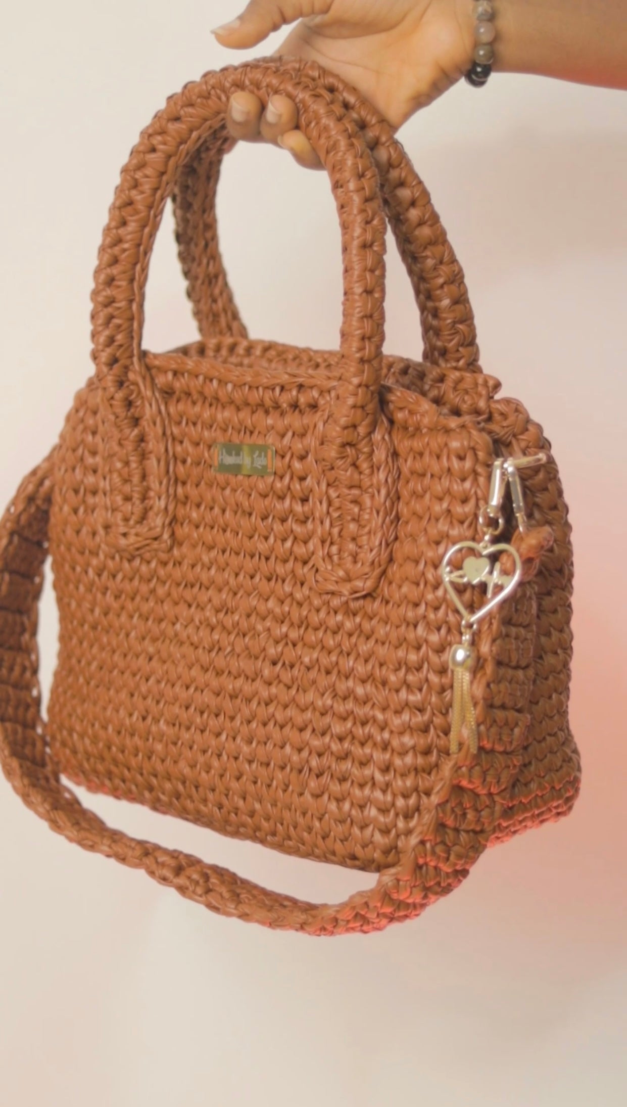 ‘Posi’ tote Crochet Bag in Tan (medium)