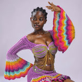 Indigo dreams: 'Damilola' beaded crochet set  (Top and Skort only)
