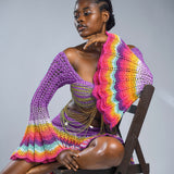 Indigo dreams: 'Damilola' beaded crochet set  (Top and Skort only)