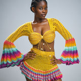 Butterscotch 'Damilola' beaded crochet set  (Top and Skort only)