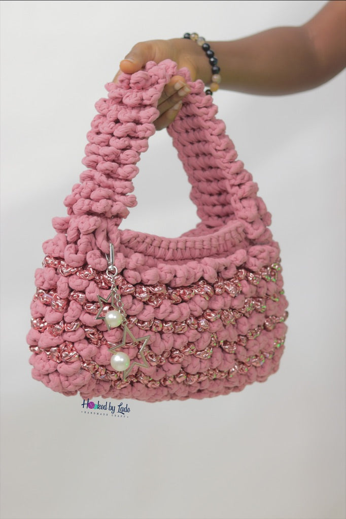 ‘Lizzy’ Crochet bag - Blush Pink! (Large)
