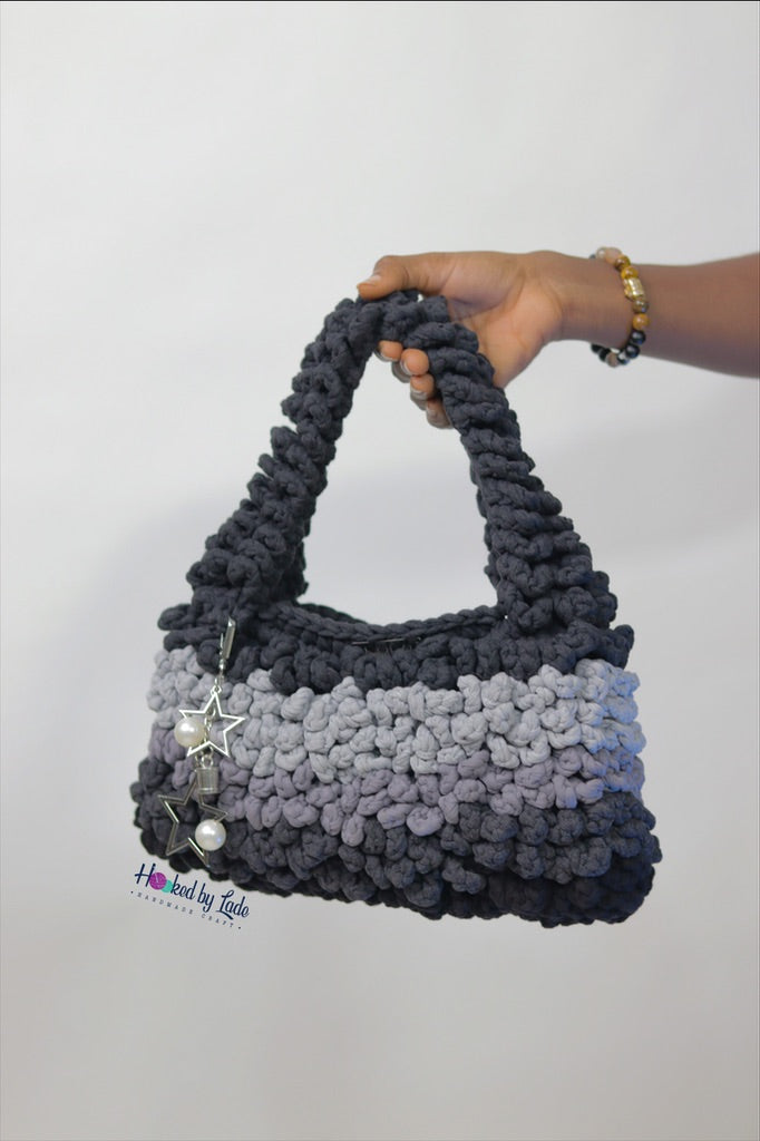 ‘Lizzy’ Crochet bag - Shades of Grey! (Large)