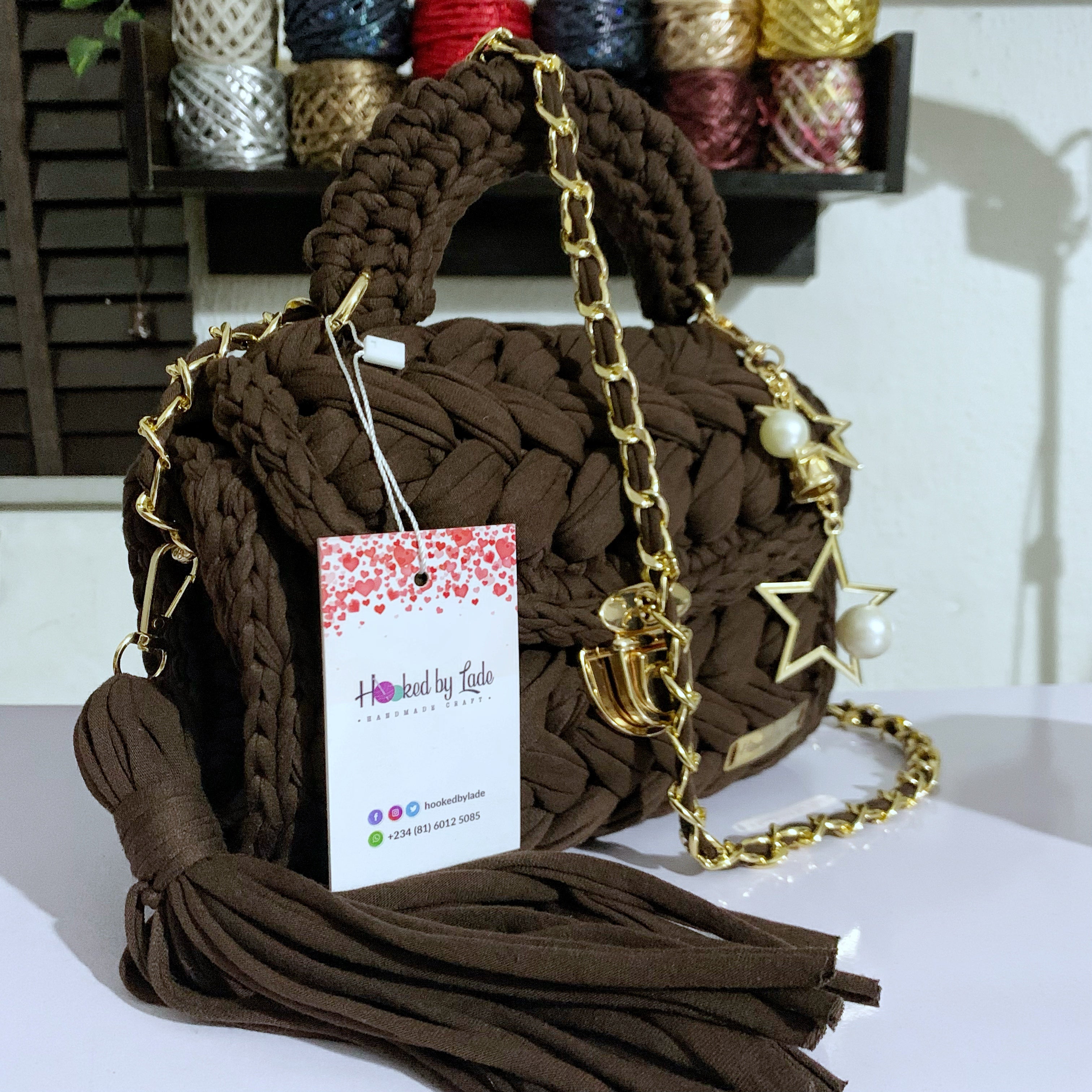 ‘Comfort’ crochet bag in Chocolate Brown