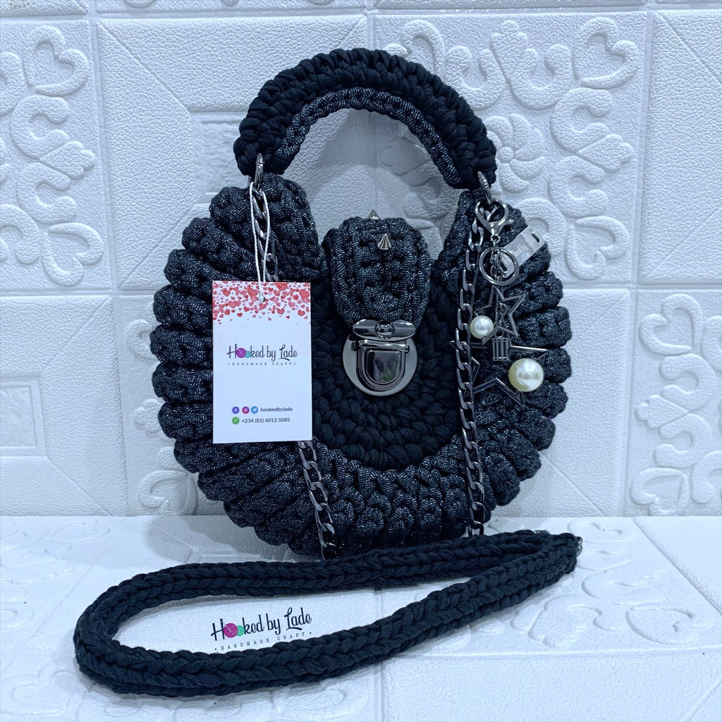 Glitter Black Crochet Bag | Cute Crochet Bag | Hooked by Lade