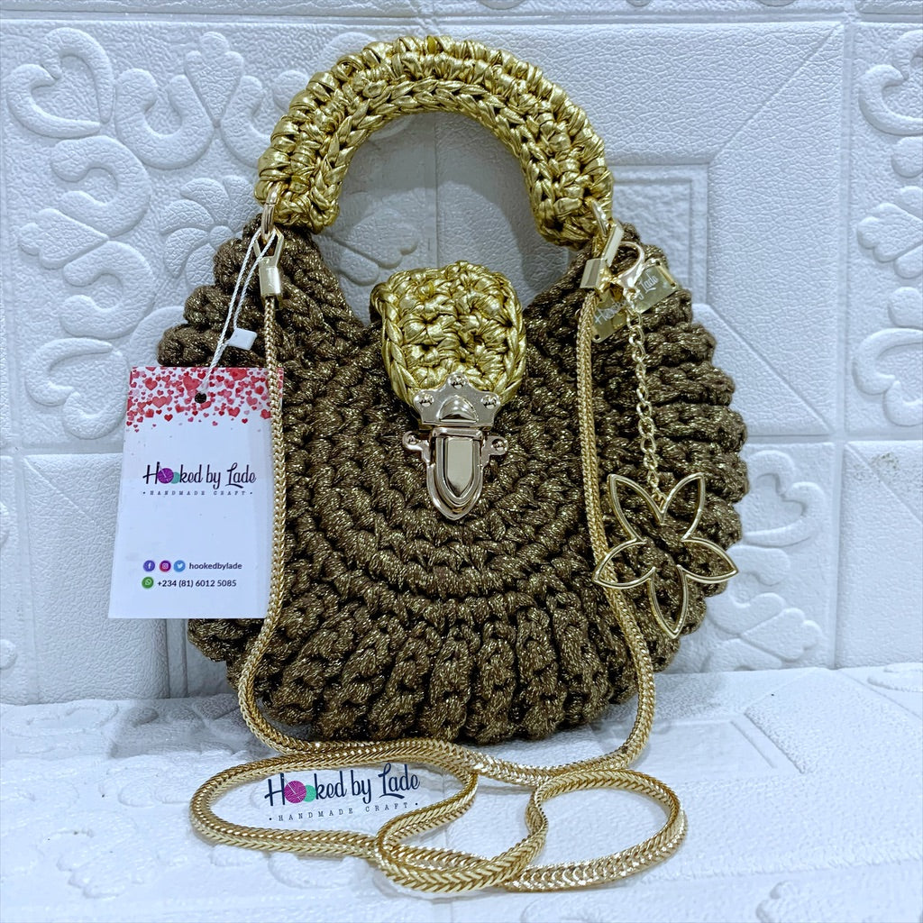 Metallic Gold Crochet Bag | Glitter Crochet Bag | Hooked by Lade