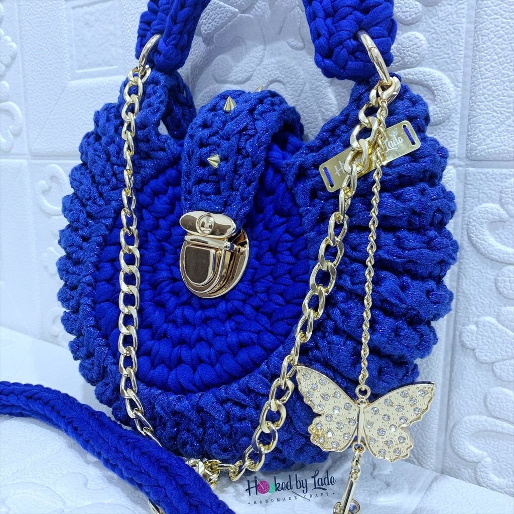 Blue Crochet Bag | Blue Crochet Purse | Hooked by Lade