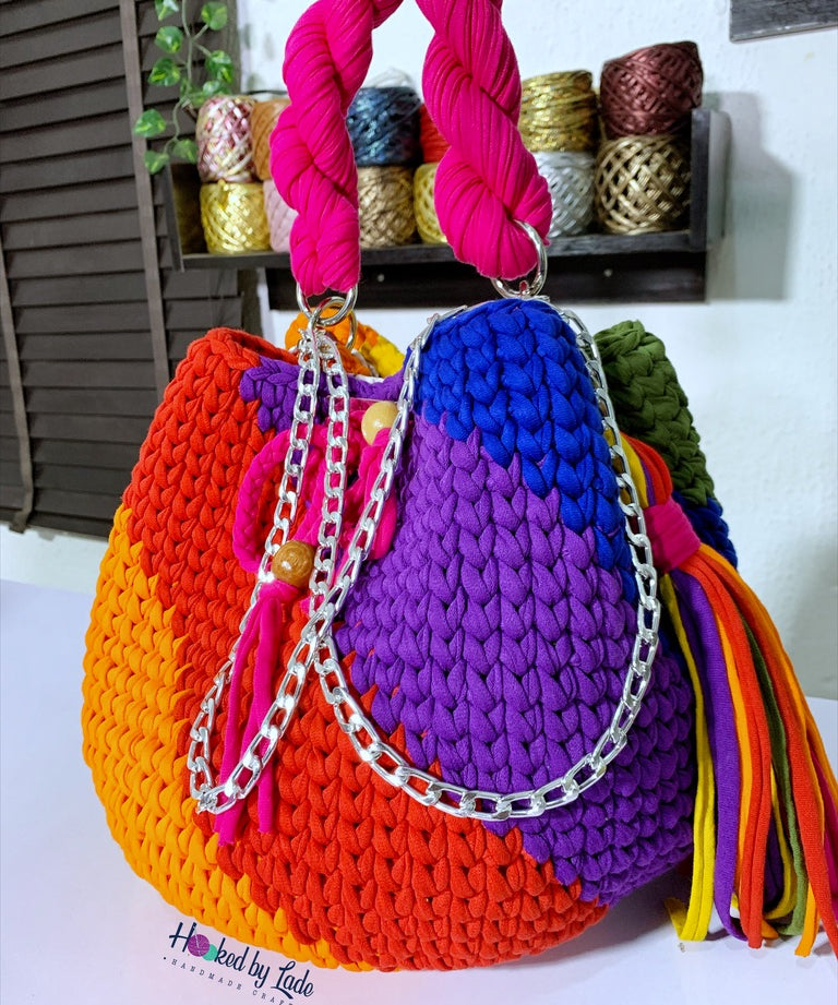 Crochet Bucket Bag | Multicolor Bucket Bag | Hooked by Lade
