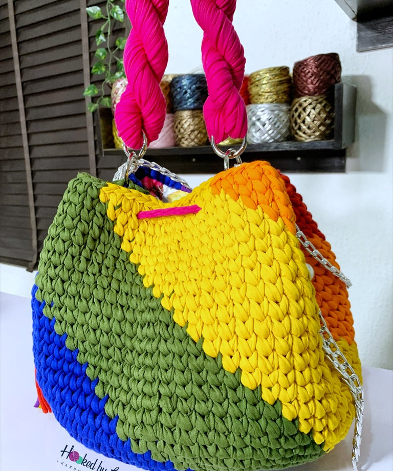 Crochet Bucket Bag | Multicolor Bucket Bag | Hooked by Lade