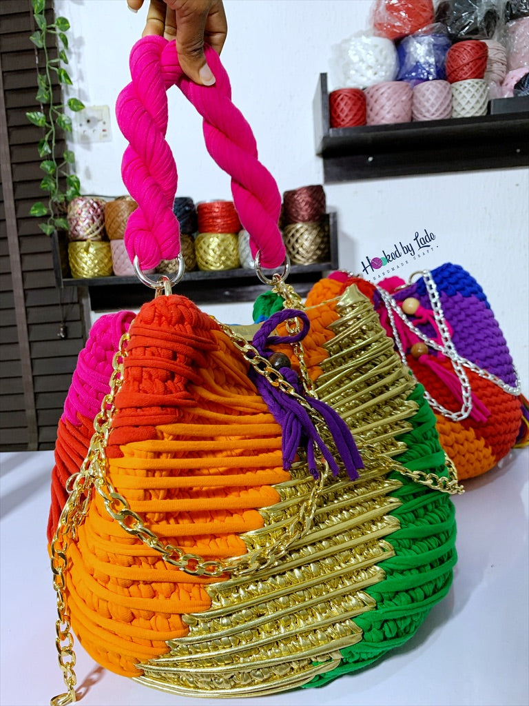 Crochet Bucket Bag | Multicolor Bucket Bag | Hooked by Lade