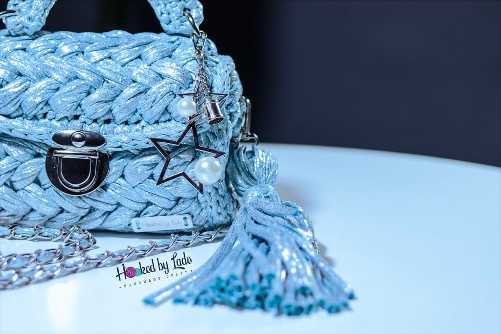 Shimmering ‘Tiffany Blue’ Crochet Bag